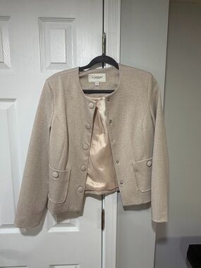 Liverpool Neutral Cream Collarless Button Jacket